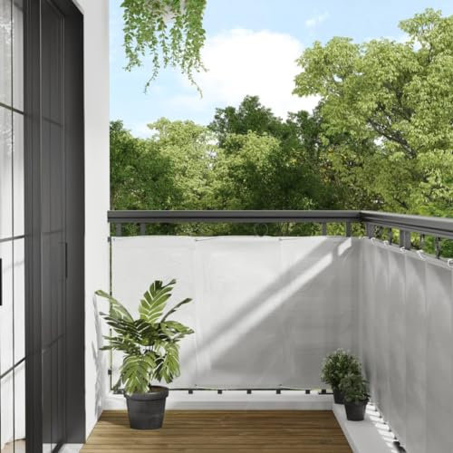 vidaXL Balkon Sichtschutz, Balkonbespannung mit Aluminium-Ösen, Balkonverkleidung Wasserfest, Balkonabdeckung Windschutz, Hellgrau 90x1000cm 100% Polyester-Oxford