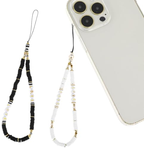 WKRTDY 2 piezas Pulseras de Cuentas y Correas de Muñeca con Cordón de Teléfono,Colgantes de Mano con Abalorios Bohemios para Teléfono Móvil