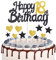 Gold Black 18th Birthday Cake Topper, Girls 18th Birthday Decorations, Gold Heart Stars Cake Toppers, Personalised Happy Birthday Cake Cupcake Toppers for Women Men Girls Boys Birthday Party