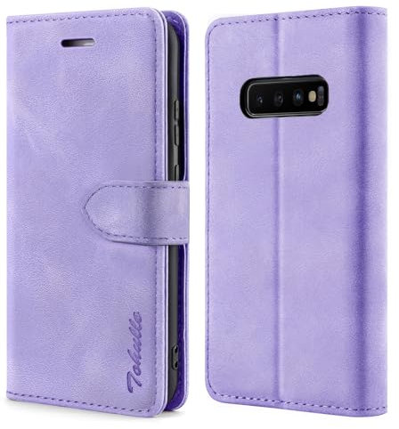 TOHULLE Case for Samsung Galaxy S10, Premium PU Leather Wallet Case with Card Holder Kickstand Magnetic Closure Protective Flip Folio Case Cover Compatible with Samsung Galaxy S10 - Purple