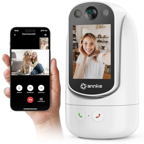 ANNKE überwachungskamera innen WLAN mit 2,8-Zoll-Bildschirm, 2-Wege-Audio 1080 FHD babyphone mit Kamera für Home, 360° Haustier/Hund/Katze Kamera mit App, Nachtsicht, Bewegungserkennung