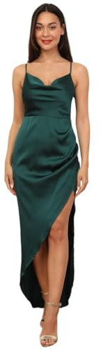 La Modeuse - Robe Longue satinée et asymétrique à col bénitier