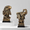 maozyiltle Goldener Adler Elefant Statue Skulptur Harz Sammelfiguren für Zuhause Offtice Bücherregal Wohnzimmer Tisch Desktop – 2 Stück (Elefant und Adler)