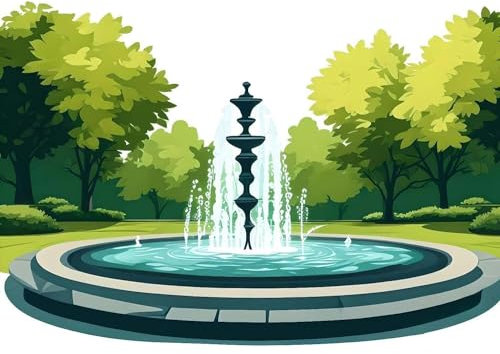 Jaxiaco Brunnen-Malen nach Zahlen für Erwachsene, Knitterfreie Leinwand, DIY Digitales Ölgemälde-Set auf Leinwand mit Pinseln und Acrylpigment, Artwork für Heimdekoration, 80x100cm (Rahmenlos) R-361