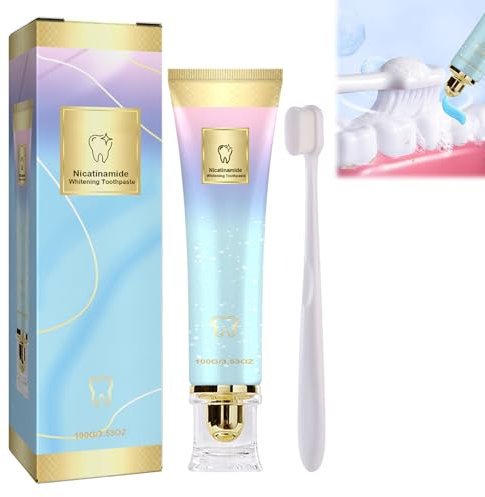 Niacinamid Whitening Zahnpasta,Niacinamide Intensive Whitening Toothpaste, Niacinamide Zahnpasta für Empfindliche Zähne, Complete Care Zahnpasta Fresh Breathmit Bringen Sie 1 Weiße Zahnbürste