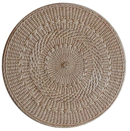 predolo Tatami Bodenkissen Rundes gepolstertes Kissen Hocker Handgewebte Strohmatte Sitzkissen für Yoga Zen Meditation, 25x25x1.5cm