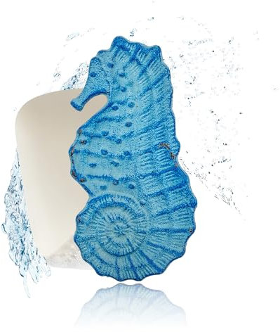 Seifenschale aus Metall in Form eines Seepferdchens in Türkis, Seifenhalter für Stückseife nostalgisch ca. 15x7x2 cm