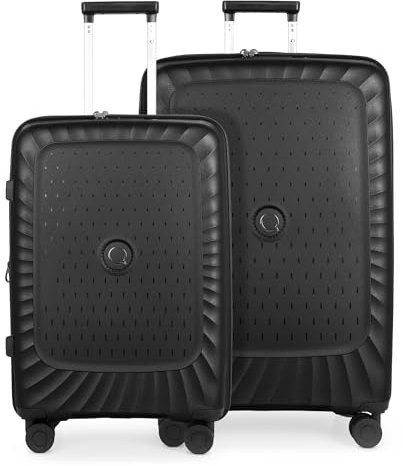 Hauptstadtkoffer Kotti - Kofferset 2 teilig - Rollkoffer 65 + 75 cm mit Erweiterung Hartschalentrolleys Aufgabegepäck leichte Trolleys, recyceltes PP, TSA, Schwarz