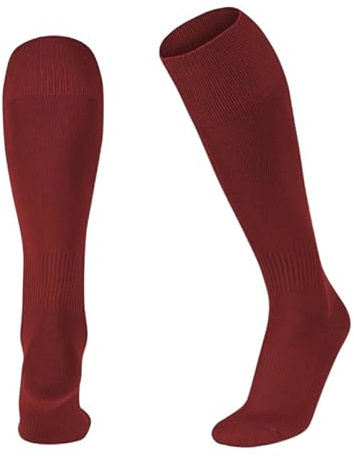 Calzini lunghi unisex da calcio, rugby, hockey, sportivi, altezza al ginocchio, per bambini, adulti, juniors, Bordeaux, 12
