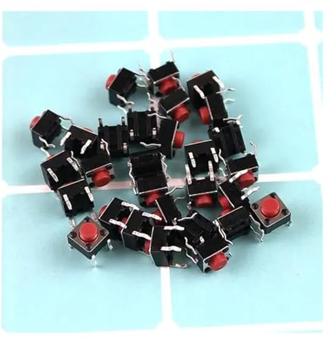 50PCS 6 * 6 * 5mm touch switch 4 foot button 6x6x5 miniature electromagnetic oven accessories panel key switch(Red)
