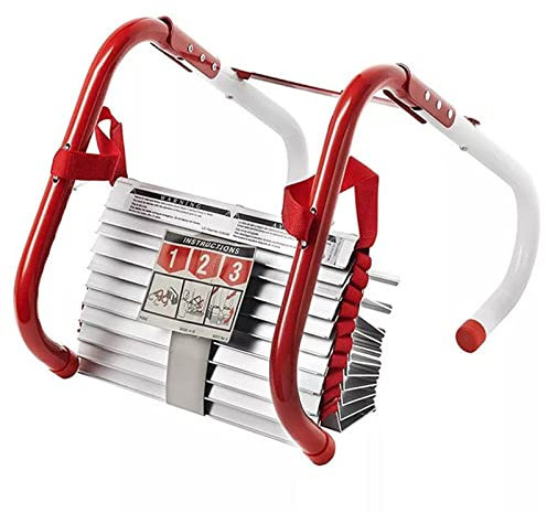 Emergency Fire Escape Ladder Flame Resistant Safety Extension Rope Ladder with Wide Steps, 2-6 Story Homes Reusable Compact & Portable External Ladder,4M/13FT