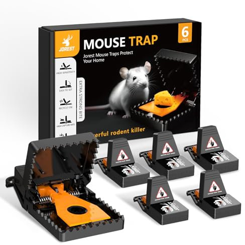 Jorest Mausefalle Schlagfallen, Kleine Rattenfalle Testsieger für drinnen und draußen,Wiederverwendbar Mäusefallen für Haus, Profi Tödlich Mouse Trap mit köder Cup,Einfach Rat Trap, 6 Pack Set