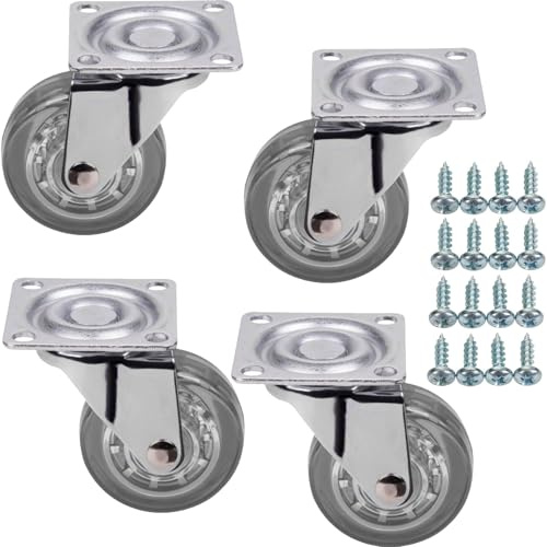 SOTECH 4 x Möbelrollen ULM Ø 50 mm transparent ohne Bremse (Feststeller) | inkl. Schraubenset Belastbarkeit bis 160 kg (40 kg pro Transportrolle)