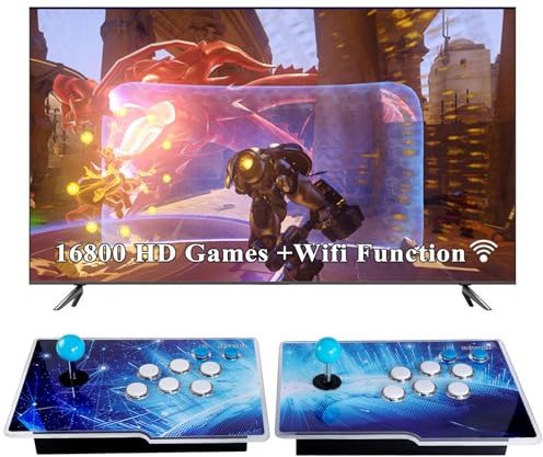 Hedlaoy Consola de juegos 3D Pandora Box TT Arcade de 8000 juegos, función WiFi, máquina de videojuegos retro, salida HD de 1280 x 720, búsqueda/guarda/oculta/pausa juegos, compatible con 4 jugadores