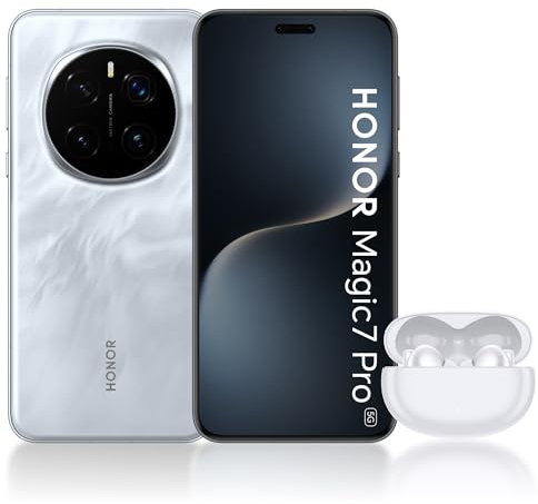 HONOR Magic7 Pro Gris, Smartphone Android 5G, 12Go+512Go, Écran AMOLED 6,8, Batterie 5270mAh, HONOR Choice X5 Pro Blanc écouteurs sans fil inclus – Version FR [Exclusivité Amazon]