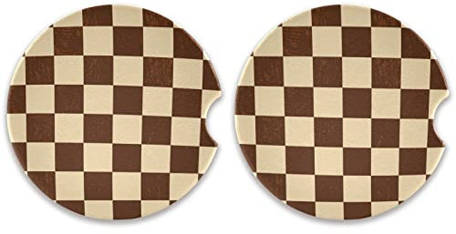 Posavasos de cerámica absorbente con base de corcho para portavasos y bebidas, 2 unidades, color marrón y beige