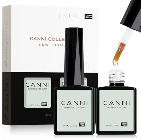 CANNI Set of 2 Non-Clean Gel Nail Polishes: Transparent Gel Nail Polish, High Gloss and Durable, Ideal for Home Manicure and Professional Manicure
