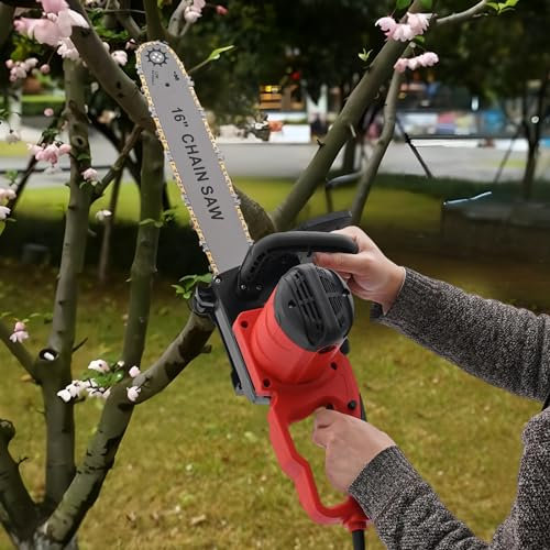 2000W Elektro-Kettensäge mit Sichtbarem Ölfenster und Handschutzstopper - Ideal zum Schneiden aller Holzarten mit automatisierter Kettenschmierung