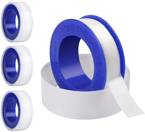 4 Pack Plumbers Tape - Waterproof Teflon PTFE Thread Seal Tape for Pipe Joints, Leak Repair, Water Tap, Shower Head High Temperature Resistant(12mm X10m)