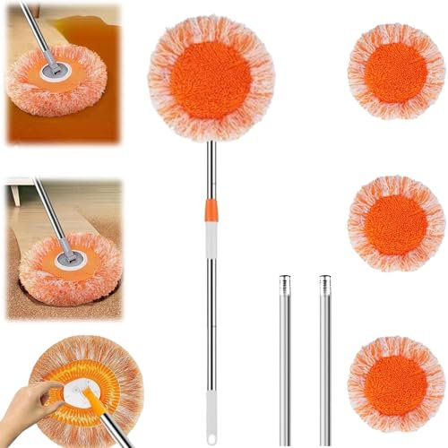 Mocio rotante a 360°, mocio per pareti bagnato e asciutto, lunghezza totale 47/59/79 pollici, asta di giunzione regolabile, per punti alti, angoli e fessure. (2m)