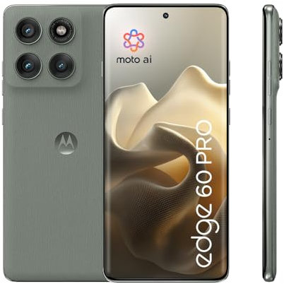 Motorola Edge 60 pro Smartphone (6,67“-Super-HD-Display, 50-MP-Kamera mit Moto-KI, 12/512 GB, 6000 mAh, Android 15) Pantone Shadow, inkl. Schutzcover