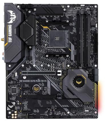 QWEOWW Scheda Madre Fit for ASUS AM4 TUF Gaming X570-Plus WiFi AM4 for Zen 3 Ryzen 5000 e Scheda Madre Ryzen ATX di Terza Generazione con PCIe 4.0, Doppio M.2