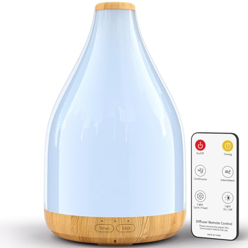 KinYiLO Diffusor für ätherische Öle, Large Aroma Diffuser 300ml Luftbefeuchter, Ultraschall Aromatherapie Deffuser, raumduft duftlampe für Zuhause Büro Yoga, Timer & Fernbedienung, Braun