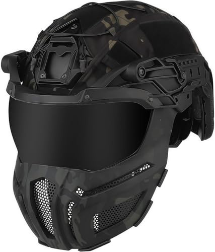 ACEXIER Tactical Fast Helm Volle Abdeckung Helme mit Stahl Mesh Maske/Brille Jagd Cosplay Schutz Ausrüstung