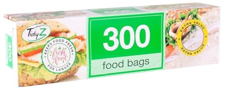 Tidy 300 Food Bags Reusable Fresh Food Storage Bags For Longer All Food Type used Standard Strength |19cm x 17cm (Pack of 1)