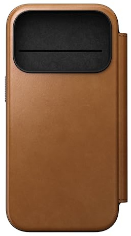 NOMAD Modern Leather Folio | für iPhone 17 Pro | Schutzhülle aus Polycarbonat und hochwertigem Echtleder Ummantelung | MagSafe-kompatibel | English Tan