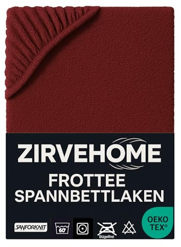 Frotte Spannbettlaken 90x200-100x200 cm - Winter Spannbetttuch Baumwolle Bettlaken warm Kuschelig Weiche Baumwolle Frottee Spannbettlaken für Matratzen bis 25 cm Höhe, Farbe Bordeaux