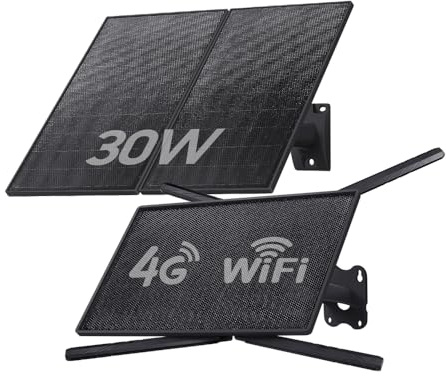 SHIWOJIA 30W Router 4G LTE Solare, Estensore WiFi Esterno, Ripetitore di Segnale con SIM, Portata WiFi 50M, IP66 Impermeabile, Autonomia Prolungata 24/7, Batteria da 20100mAh