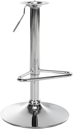 CLP Ersatzgestell für Barhocker, Barhockergestell mit 10x10 cm Lochabstand, Gestell aus Metall stufenlos höhenverstellbar mit Fußablage Farbe Chrom