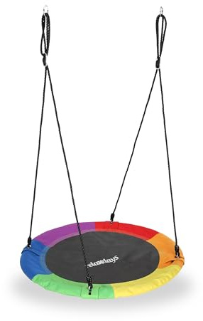 Relaxdays Round Nest Swing for Children & Adults, Adjustable Spider Web Seat, Ø 90 cm, Up to 100 kg
