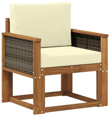 vidaXL Outdoor Mittelsofa Massivholz Akazie Natur, Garten-Sofa, modernes Eckmöbel, wetterfestes Loungeset, Terrasse Sitzgruppe für draußen