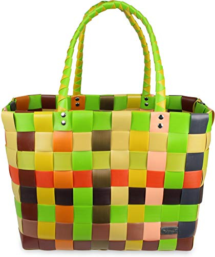 normani Einkaufstasche geflochten mit Henkeln - Tragetasche extra robust Farbe Classic/Sunflower