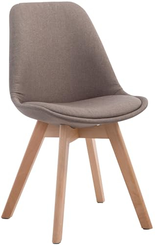 CLP Esszimmerstuhl Borneo mit Stoffbezug I Polsterstuhl, Farbe:Taupe, Gestell Farbe:Natur