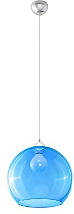 Licht-Erlebnisse Pendelleuchte (Zeitlos, Blau, Chrom, Kugelform, Schirmleuchte) Küchenlampe Innenlampe Glas-Pendelleuchte Glasleuchte Esszimmerlampe Ball-Leuchte
