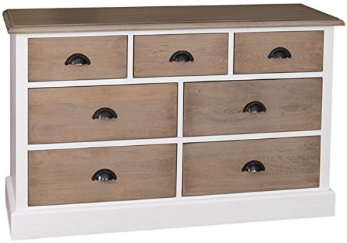 Casa Padrino Landhausstil Sideboard Weiß/Naturfarben 122 x 38 x H. 75 cm - Möbel im Landhausstil