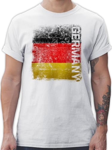 T-Shirt Herren - Fußball EM WM - Germany Vintage Flagge - S - Weiß - Germania Shirt Deutschland. Tshirt Fussball 2024 Shirts Europameisterschaft Deutschland für männer t em- Fanartikel