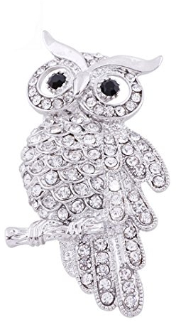 AiSi Eule Brosche, Strass Brosche, Tier Form Brosche mit Anstecknadeln, Eule Brosche Pin, Männer Vintage-Schmuck Eulenschmuck Für Pullover Schal Party Hochzeit, Silber