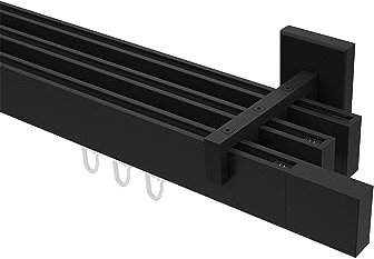 Interdeco Innenlauf Gardinenstangen eckig/kantig Schwarz dreiläufig Typ 10212923, 100 cm