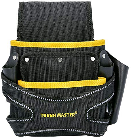 TOUGH MASTER Pouch DIY Nylon 2 Pocket Screw + Nail Fixing Belt Tool Pouch Bag for Screwdrivers, Pliers, Snips Polyester 1680D with a HI – VIS Trim for Visibility
