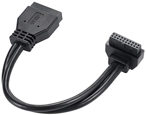 MZHOU Cavo di prolunga SATA USB 3.0 a 19 pin maschio-femmina per scheda madre tra connettori ad alta velocità da 18 cm (connettore rivolto verso l'interno)