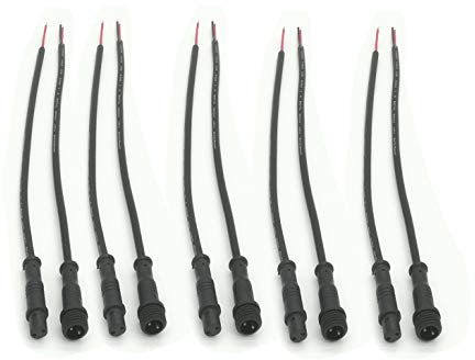2-poliger wasserdichter elektrischer Stecker, 22 AWG, IP66, männlich, weiblich, 20 cm, Verlängerungskabel für Auto, LKW, Boot, innen/außen, LED-Lichtleiste, 15 mm Mutter, kleine Größe, 5 Paar