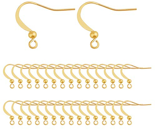 BENECREAT 50PCS 18K Vergoldete Ohrringhaken Ohrhaken, Fisch Ohrring Haken Mit Kugel Baumeln Für DIY Schmuckherstellung Handwerk