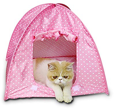 ppactvo Haustierzelt KatzenhöHlen & HäUser Tragbares Faltbares Katzenzelt Anti-Moskito-Haustierzeltnest HundehüTte pink