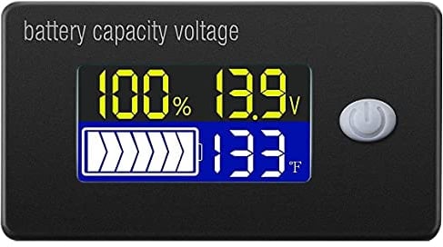 DollaTek Battery Capacity Indicator 12V Display LCD Voltmeter Temperature Meter Tester for Li-ion Lifepo4 Lead Acid