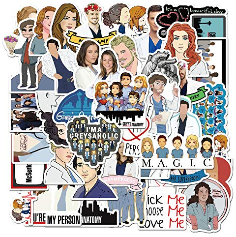 TV Show Grey's Anatomy Stickers - 50 PCS Vinyl Waterproof for Laptop, Skateboard, Water Bottles, Computer, Bumper, Phone, Hard Hat, Car - Funny Decals for Adults, Kids, Teens