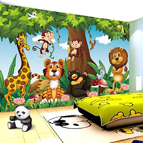 Custom 3D Photo Wallpaper Lion Tiger Giraffe Monkey Animal Mural Baby Children Room Bedroom Full House Background Wall Painting *350cmx256cm(137.8x100.8inch)